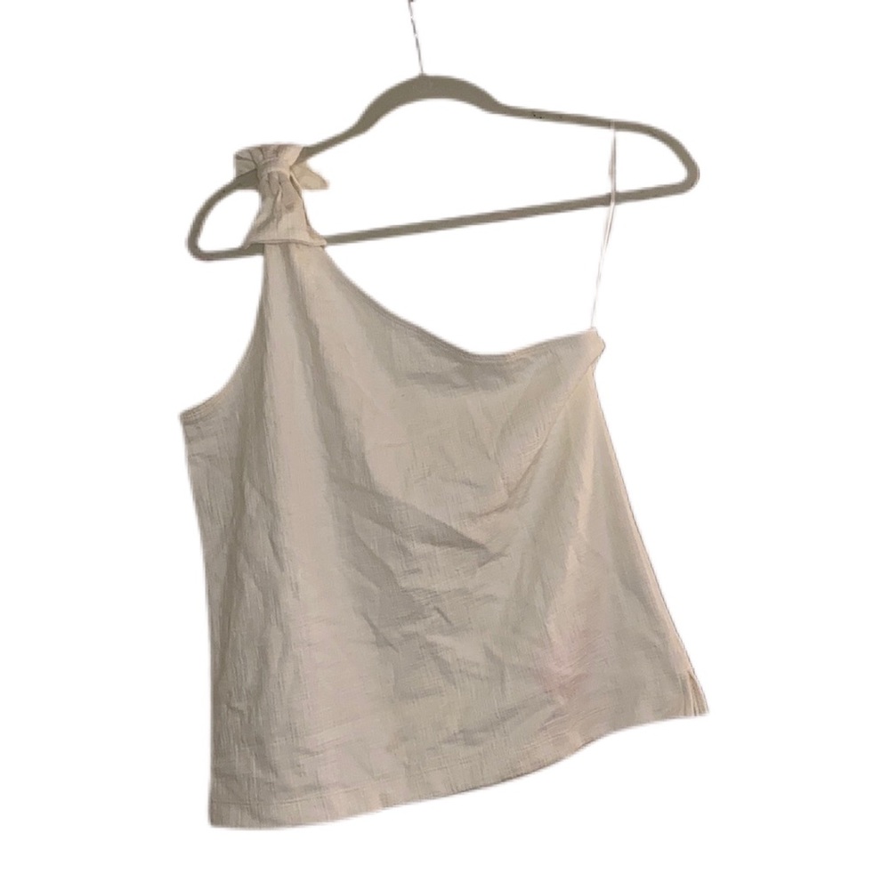 Whitish cream one shoulder J.Crew tank top with bow. Size small. Worn once.